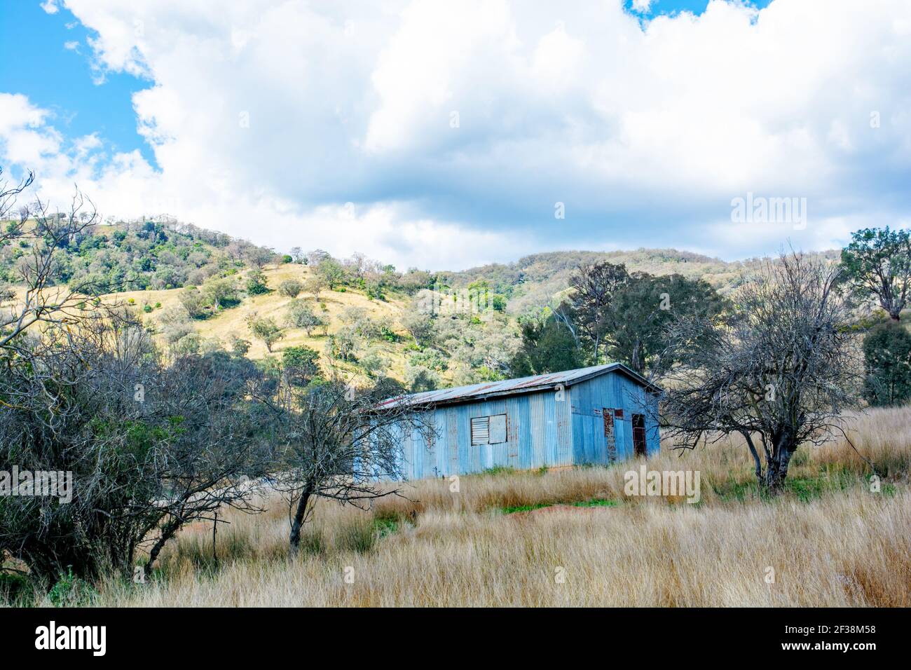 Tin Shed in colline intorno a Nundle Australia Foto Stock