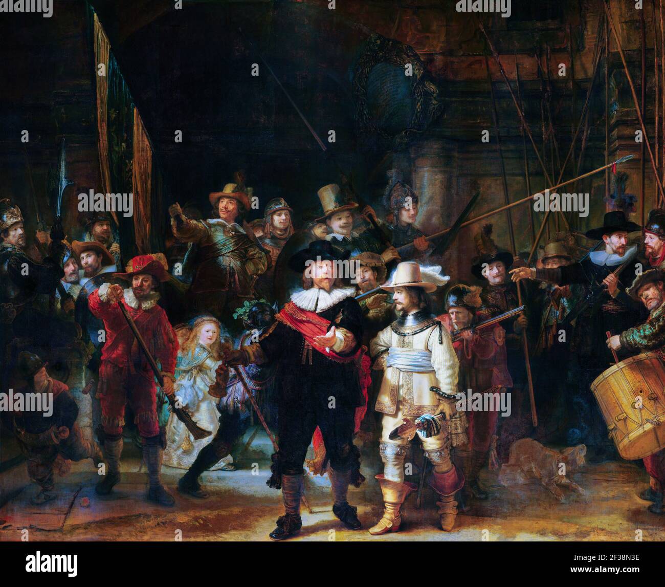 Night Watch, Militia Società del Distretto II sotto il comando del Capitano  Frans Banninck Cocker e altri guardatori civici del Distretto II in AMST  Foto stock - Alamy