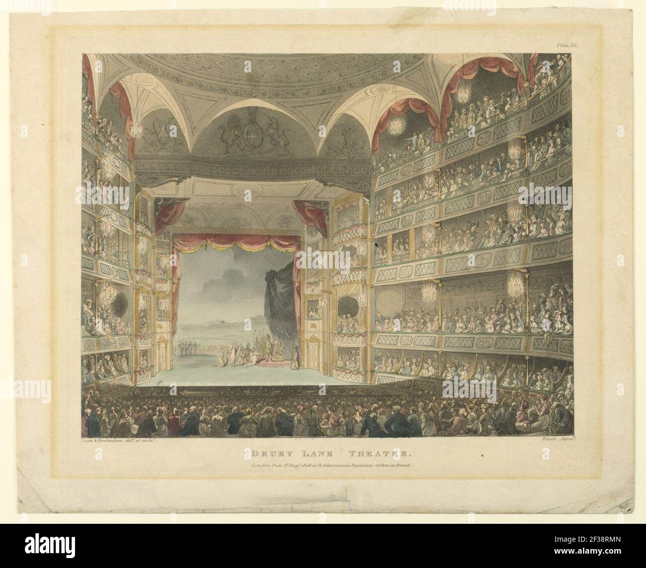 Stampa, interno del Teatro Drury Land, Londra, 1808 Foto Stock