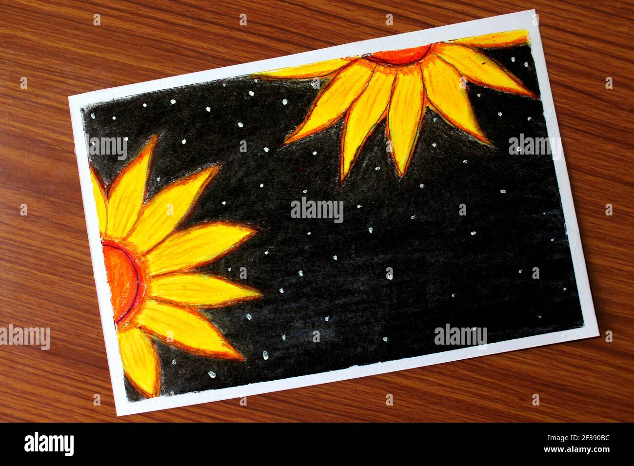 Fiore giallo Abstract Art sfondo, Flower scenario disegno. Foto Stock