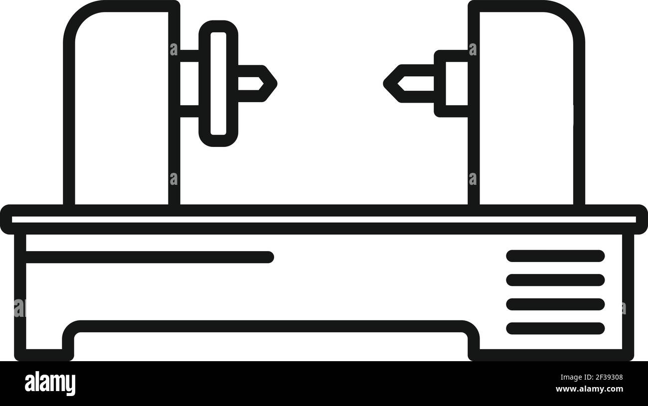 Icona del tornio automatico, stile contorno Illustrazione Vettoriale