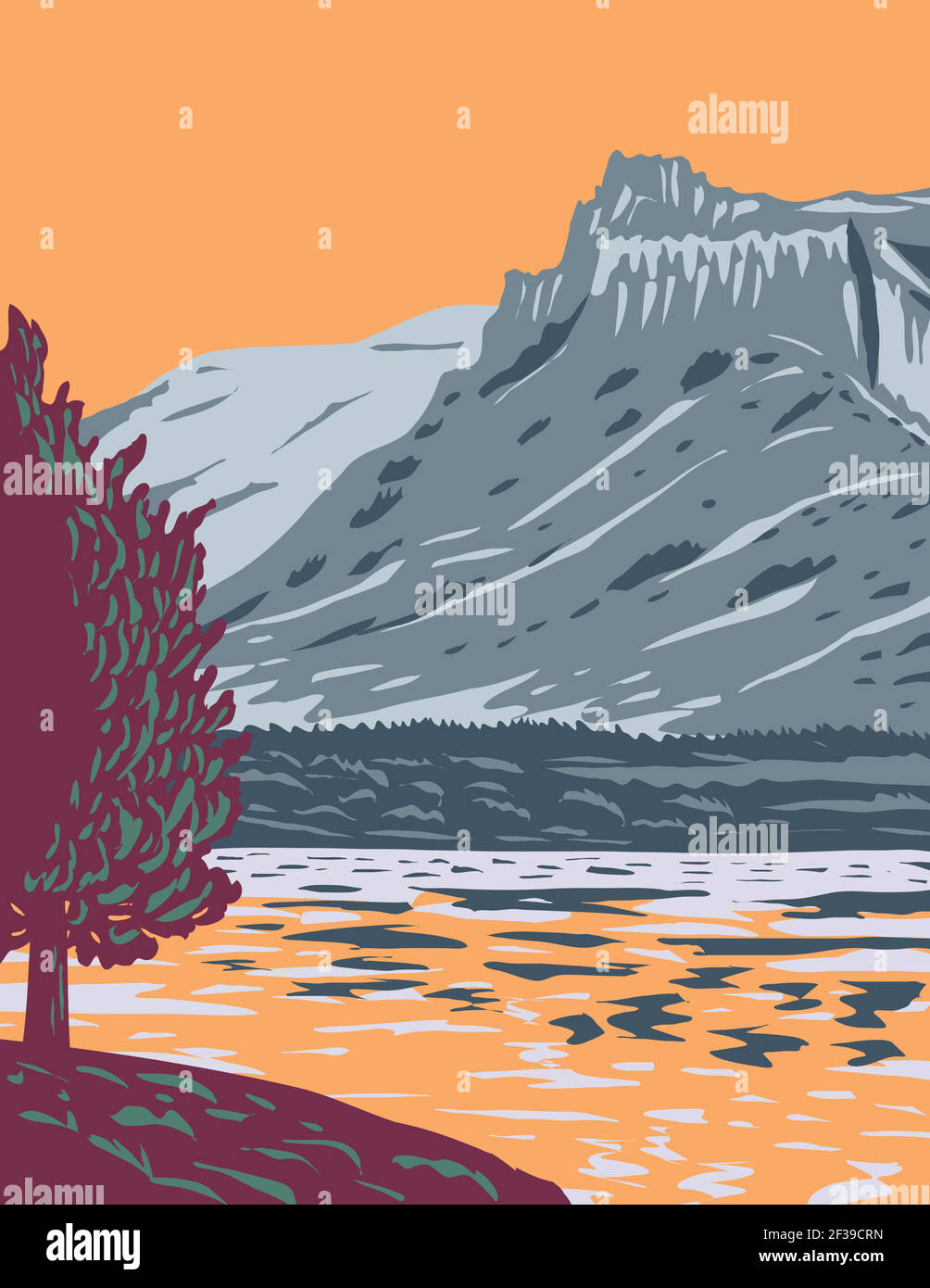 Poster WPA dell'Upper Missouri River Breaks National Monumento nella parte occidentale degli Stati Uniti che protegge il Missouri Breaks of Montana centro-settentrionale d Illustrazione Vettoriale
