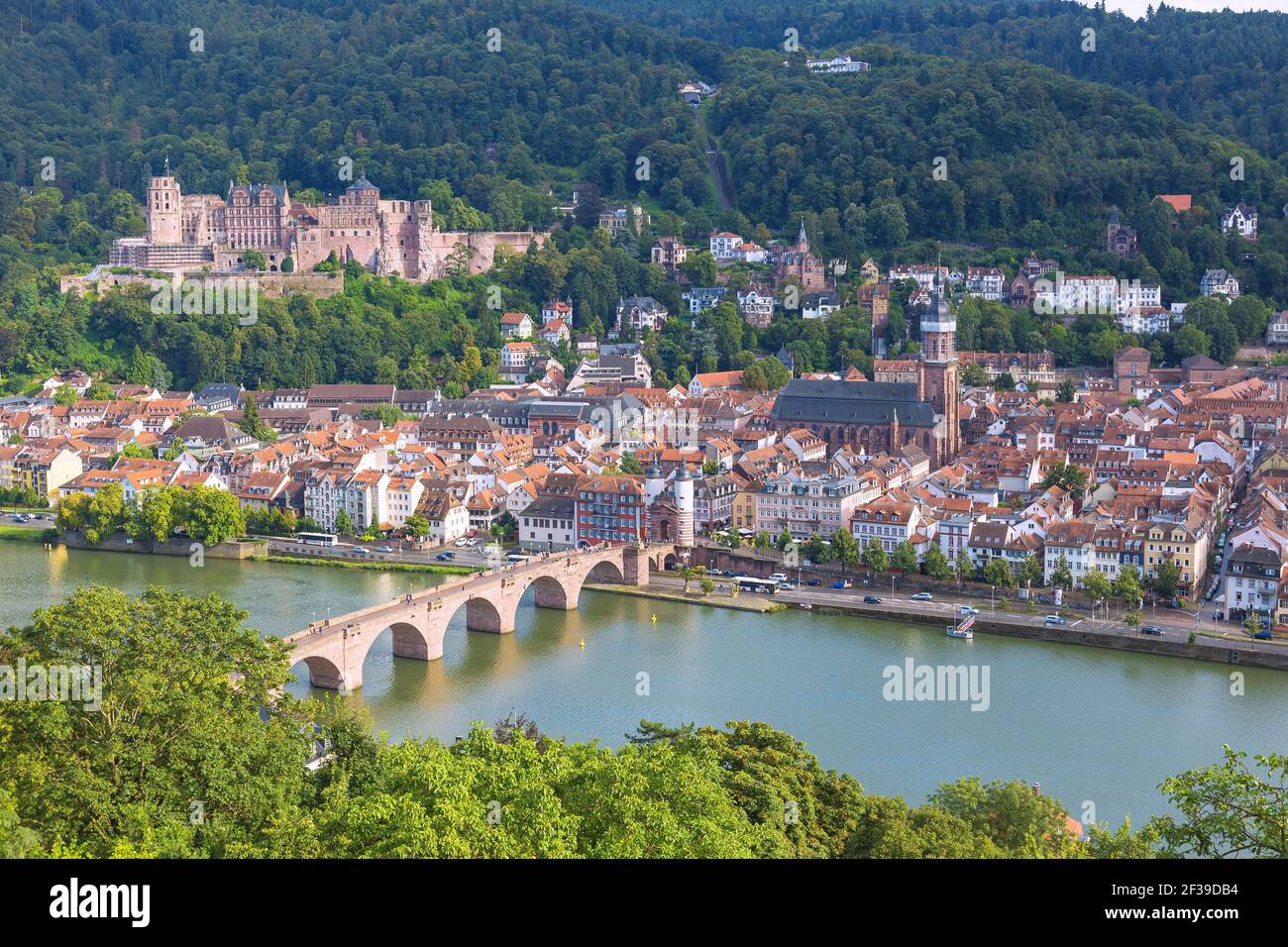 Geografia / viaggio, Germania, Baden-Wuerttemberg, Heidelberg, vista dal Philosophenweg (filosofo, Additional-Rights-Clearance-Info-Not-Available Foto Stock