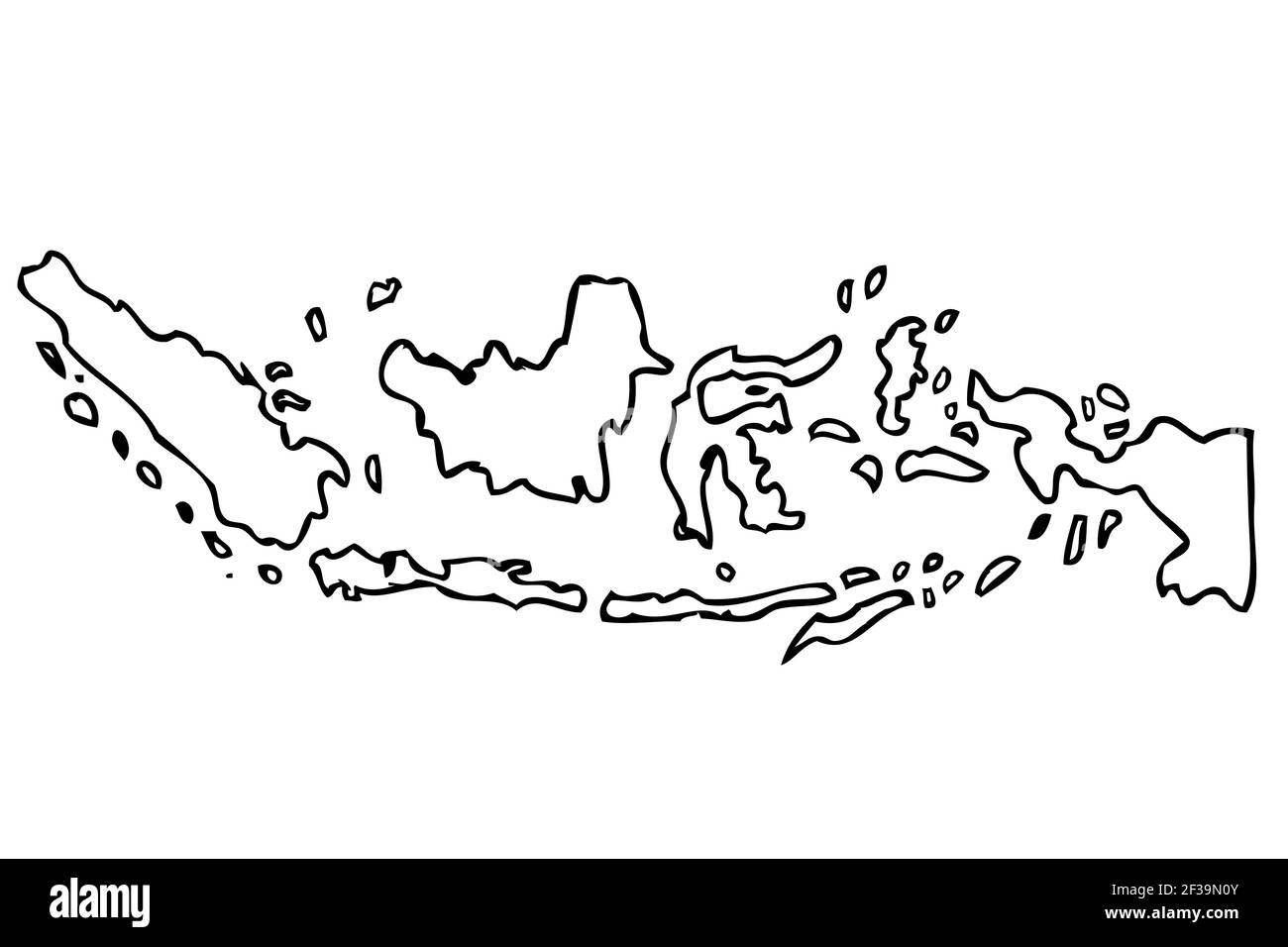 Disegno a mano schizzo contorni Mappa dello schizzo Indonesia, isolato su bianco Illustrazione Vettoriale