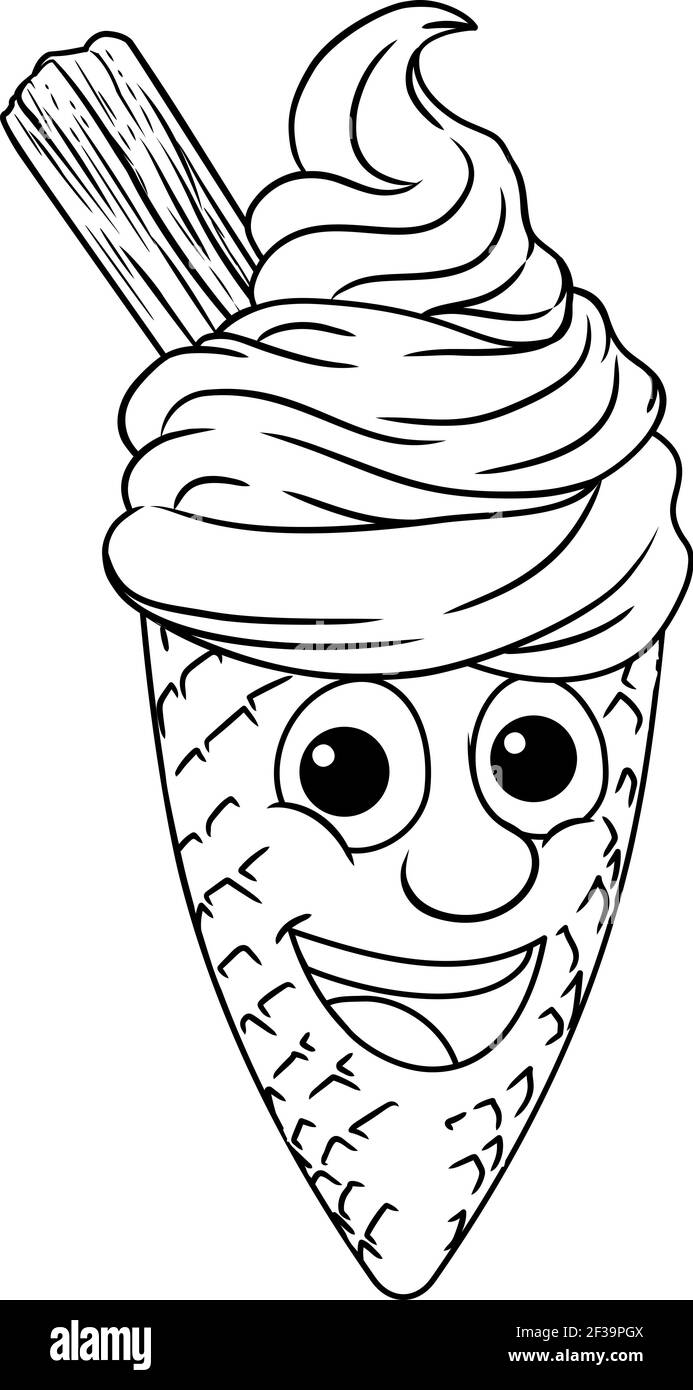 Cono gelato personaggio dei fumetti mascotte Illustrazione Vettoriale