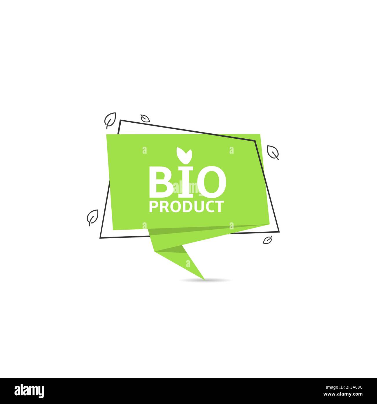Adesivo verde per prodotti biologici. Banner di prodotto ecologico, modello di banner promozionale. Illustrazione vettoriale Illustrazione Vettoriale