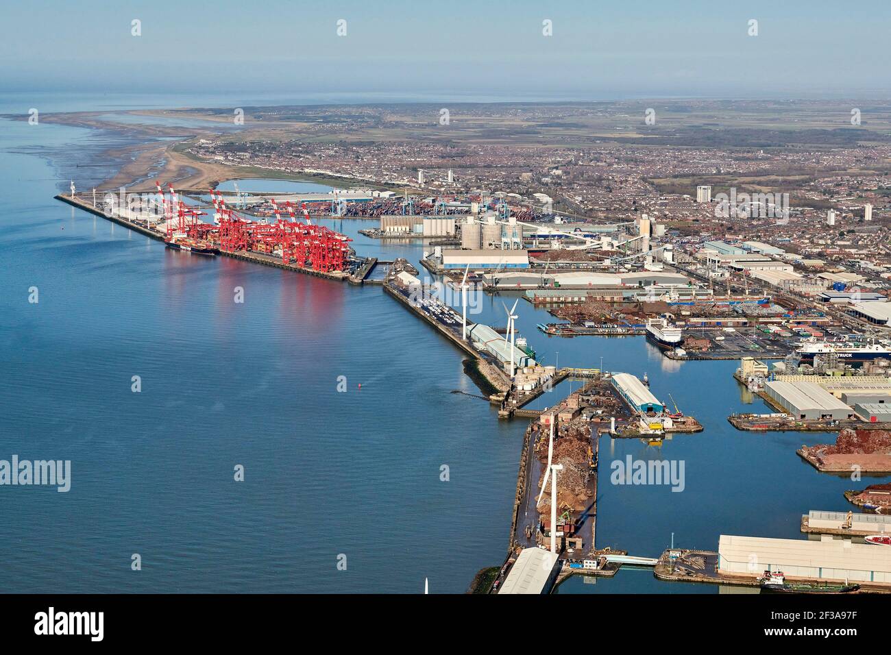 Seaforth Docks, Liverpool, Inghilterra nord-occidentale, Mersey Side, Regno Unito, dall'aria Foto Stock