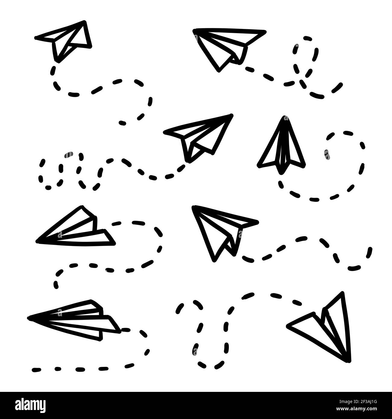 Doodle dell'aeroplano di carta. Piani di carta semplici. Tracciato di  spedizione vettoriale. Illustrazione disegnata a mano Immagine e Vettoriale  - Alamy