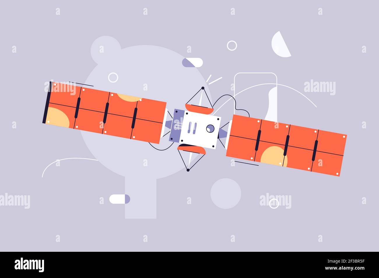 Il satellite vola nello spazio Illustrazione Vettoriale