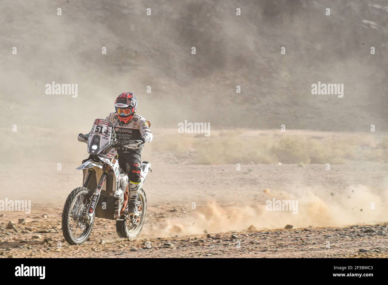 51 Cabrera Patrico (chl), KTM, Kawasaki Chile Cidef, Moto, Bike, Azione durante la fase 4 della Dakar 2020 tra Neom e al Ula, 676 km - SS 453 km, in Arabia Saudita, l'8 gennaio 2020 - Foto DPPI Foto Stock