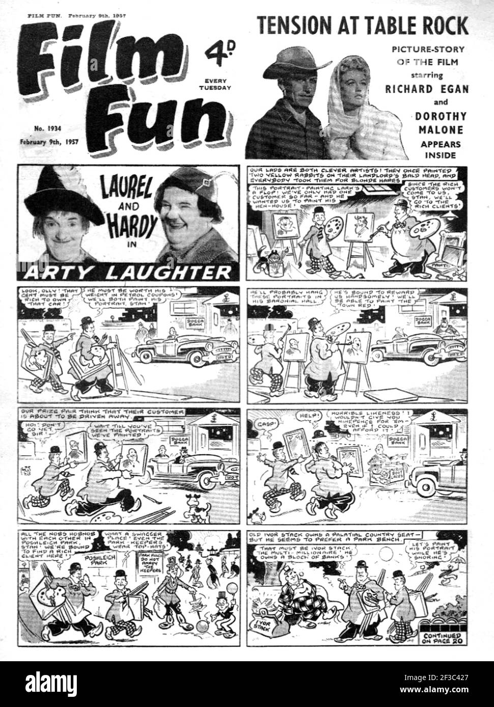 FILM FUN British celebrity comic nel febbraio 1957, pubblicato da IPC e principalmente con Laurel e Hardy Foto Stock