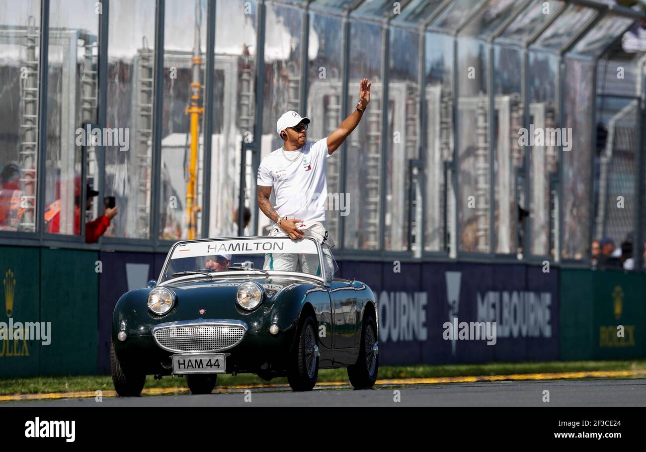 HAMILTON Lewis (gbr), Mercedes AMG F1 Petronas GP W09 Hybrid EQ Power+, ritratto durante il campionato di Formula 1 2018 a Melbourne, Gran Premio d'Australia, dal 22 al 25 marzo - Foto DPPI Foto Stock