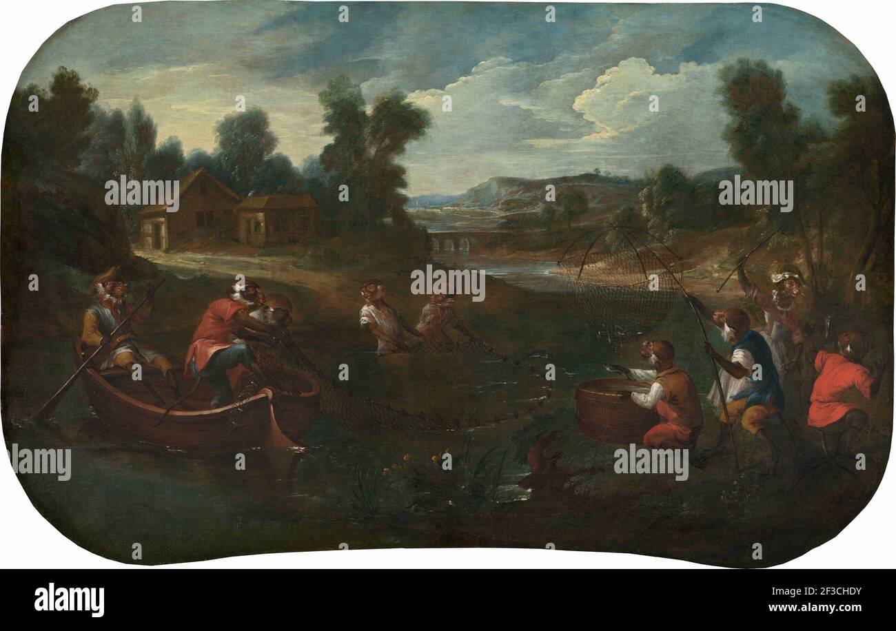 Singerie: I pescatori, c.. 1739. Foto Stock