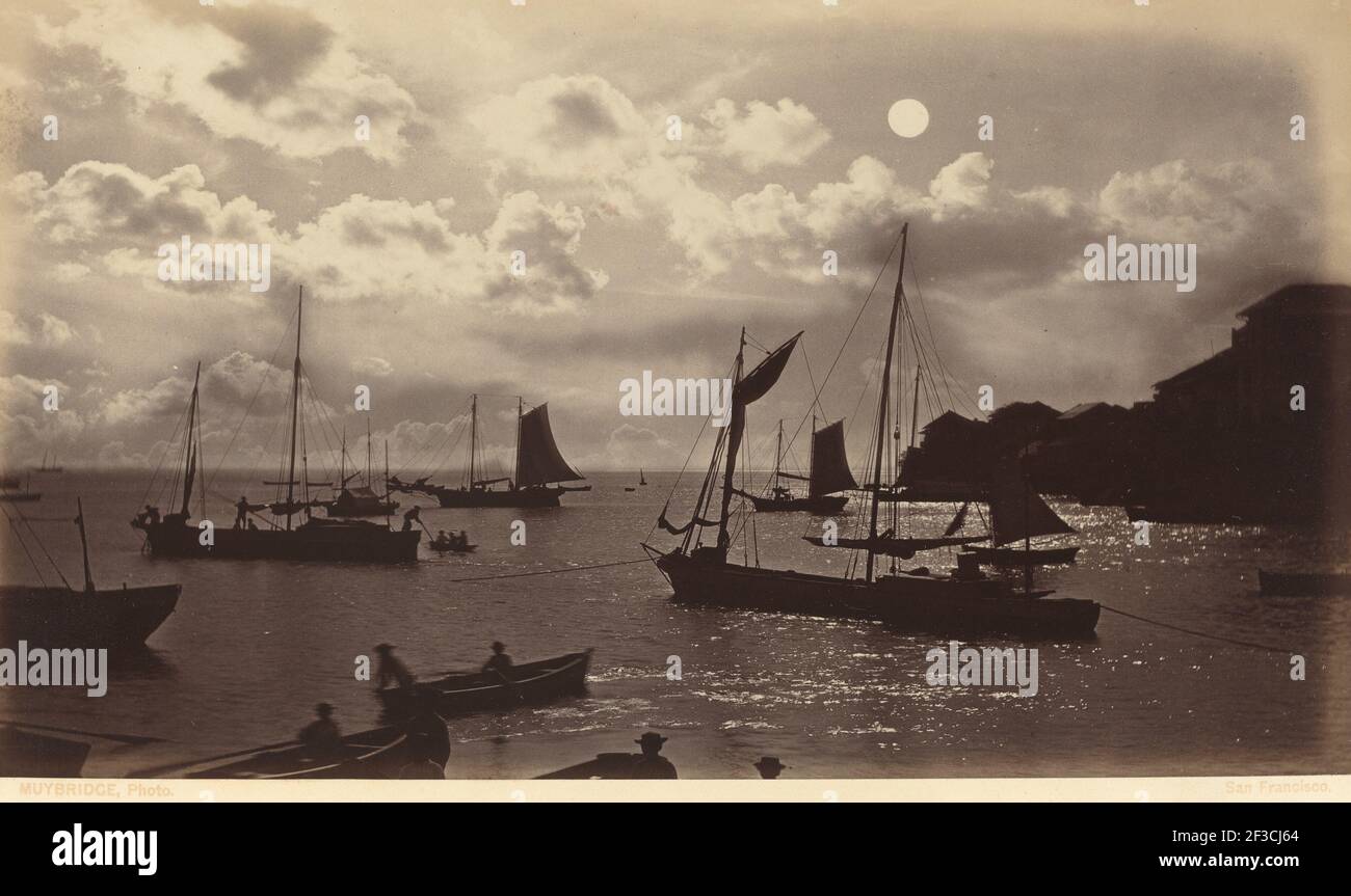 Moonlight effetto-Baia di Panama, 1877. Foto Stock