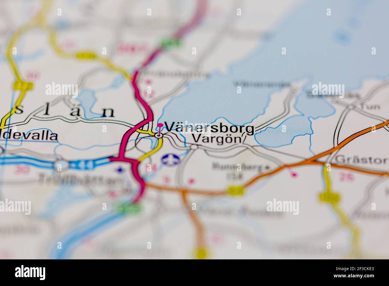 03-16-2021 Portsmouth, Hampshire, UK Vargon o Vanersborg visualizzati su una mappa geografica o su una mappa stradale Foto Stock