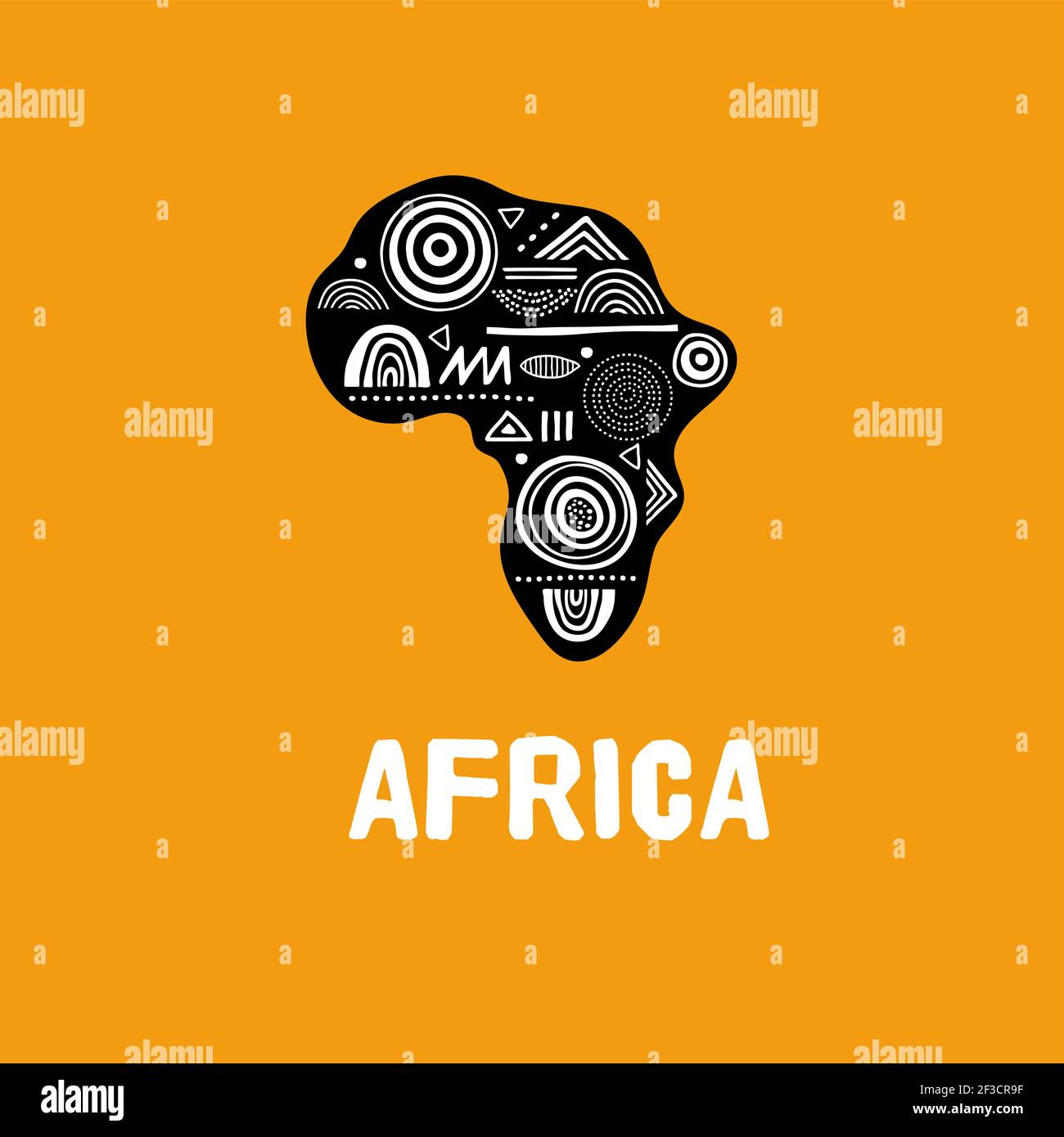 Africa mappa modellata. Banner con pattern tribale tradizionale grunge, elementi, concept design Illustrazione Vettoriale