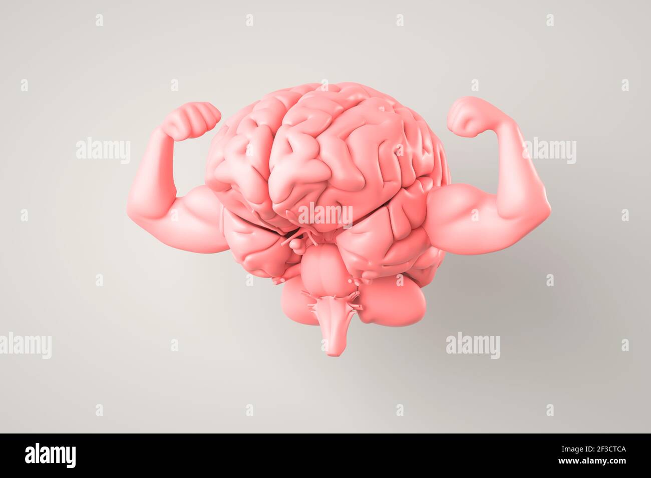 Cervello sano e forte. Salute dell'intelletto e della mente. Illustrazione 3D Foto Stock