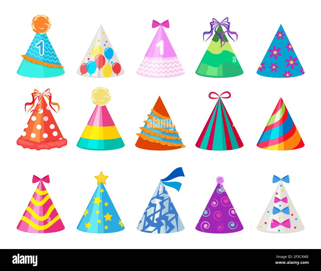 Cappelli colorati. Cappello a cono di compleanno per immagini vettoriali  carnevale isolato Immagine e Vettoriale - Alamy