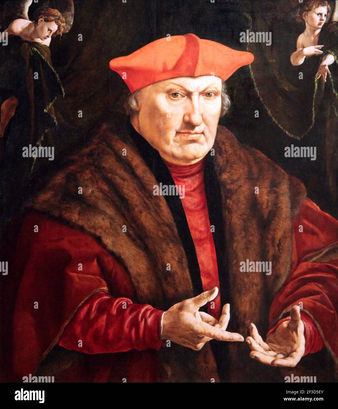 Ritratto di Erard de la Marck c.1528-1530 dell'artista Jan Cornelisz Vermeyen (c.1503-1559).pittore olandese del Rinascimento settentrionale. Foto Stock