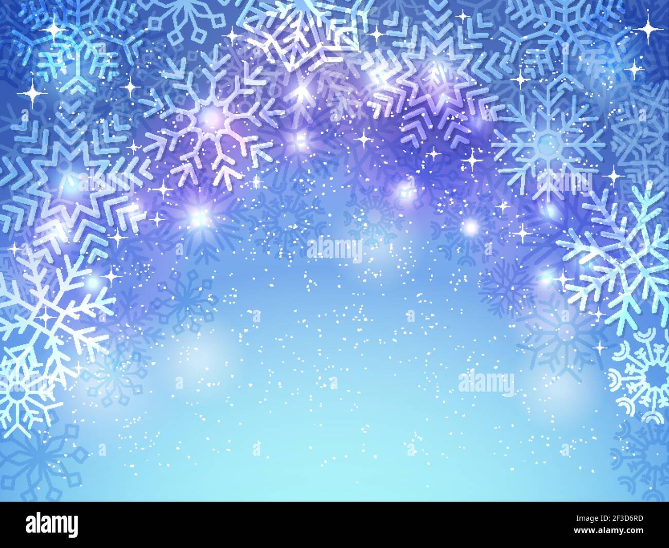 Fondo fiocchi di neve. Festa natale biglietto d'auguri decorazione blu e bianco cornice di neve nuovo anno celebrazione concetto vettore Illustrazione Vettoriale