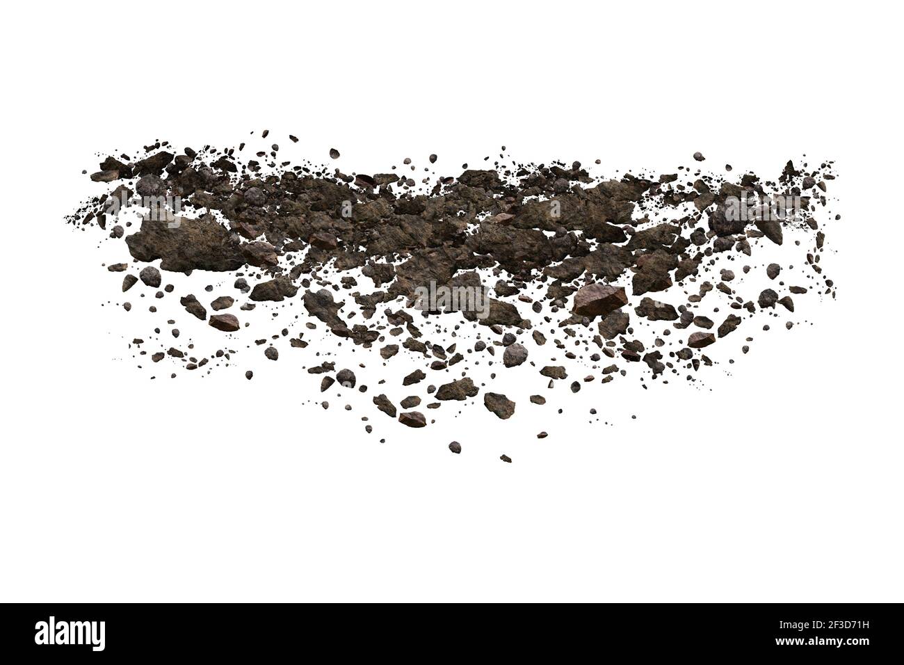 Rocce cadenti isolate su sfondo bianco.rappresentazione 3d. Foto Stock