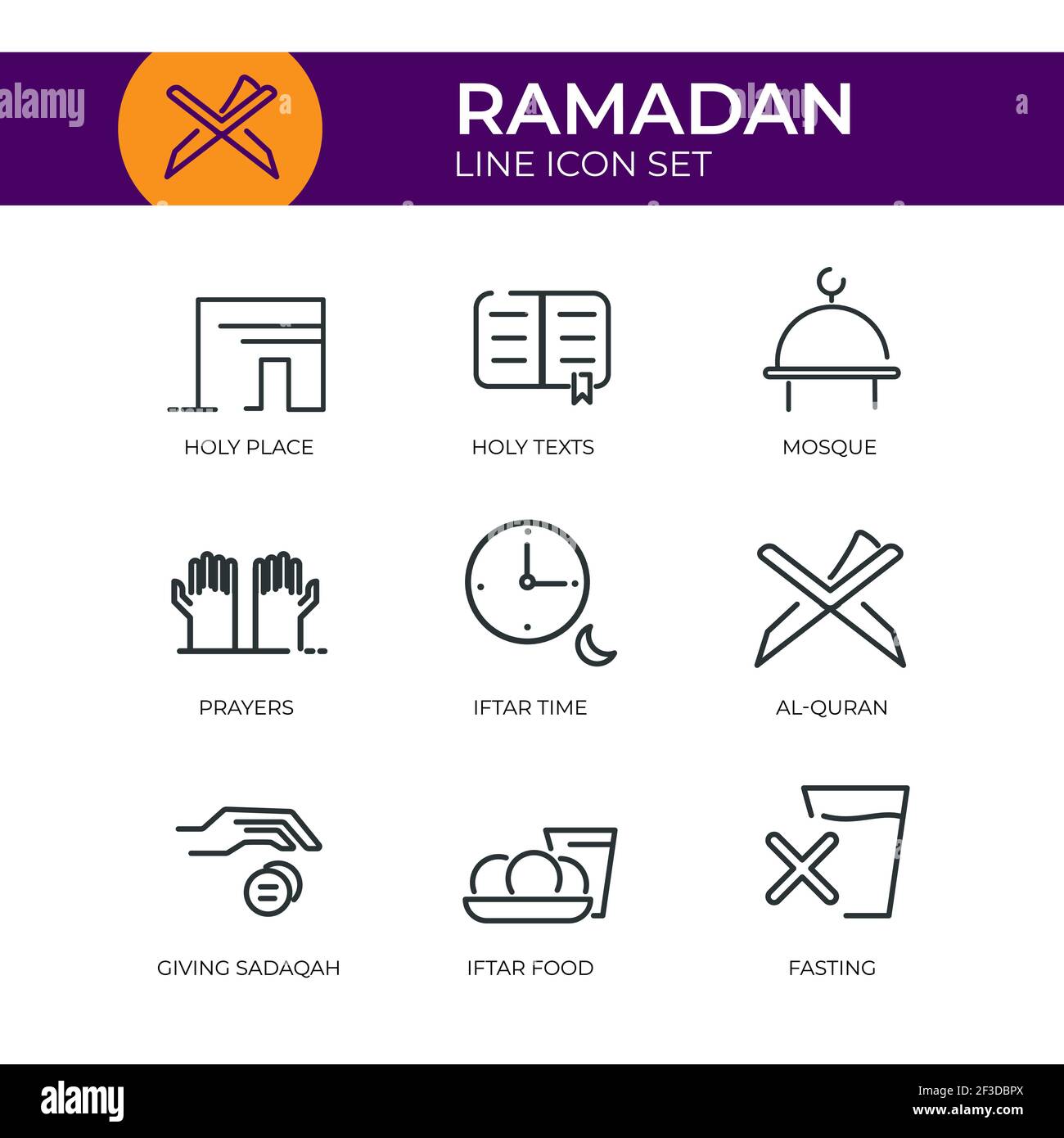 Set di icone della linea Ramadan Illustrazione Vettoriale