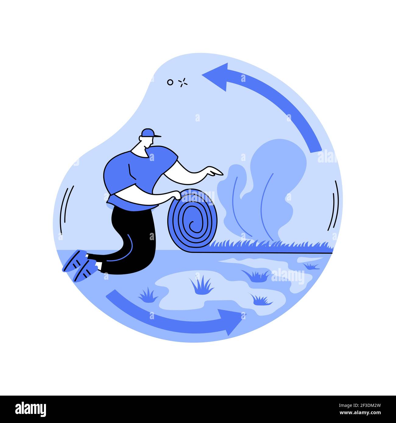 Illustrazione vettoriale del concetto astratto di riparazione del prato. Illustrazione Vettoriale