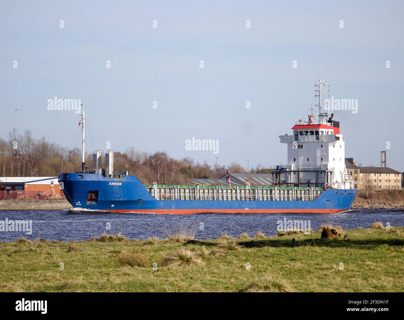 General Cargo Vessel Karion sul fiume Clyde, Glasgow Foto Stock