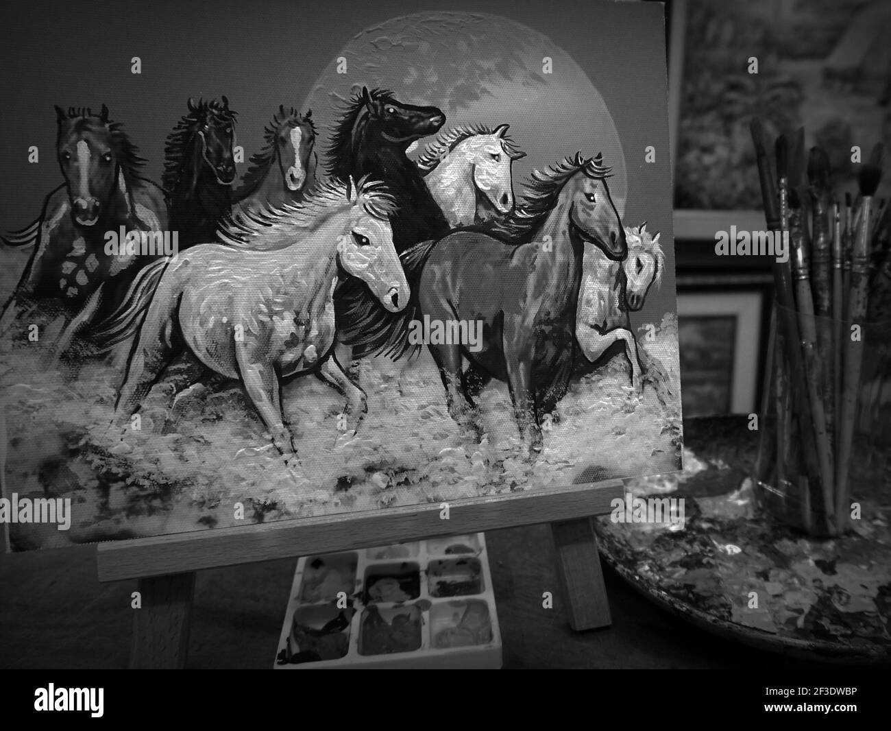 Arte ,pittura ,disegno,Belle Arti, cavallo da corsa, Lucky, Thailandia Foto Stock