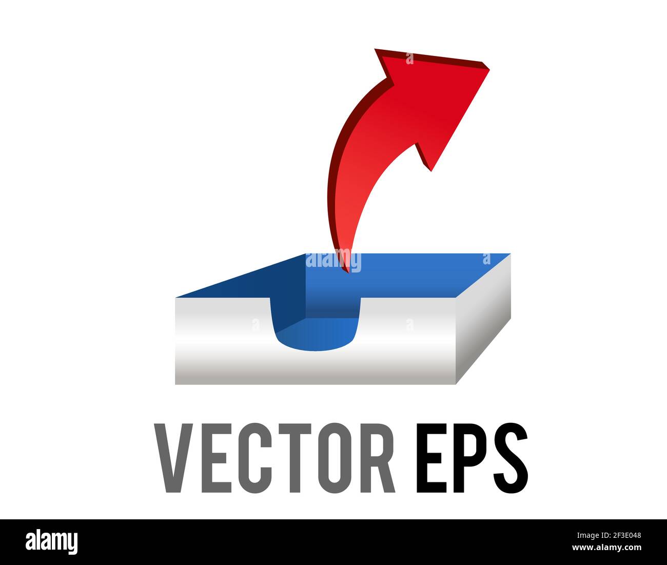 L'icona posta vettoriale isolata, vassoio carta documenti con freccia rossa verso l'alto per posta in uscita, utilizzata per attività digitali, caricamento, messaggistica, ordinazione, Shar Illustrazione Vettoriale