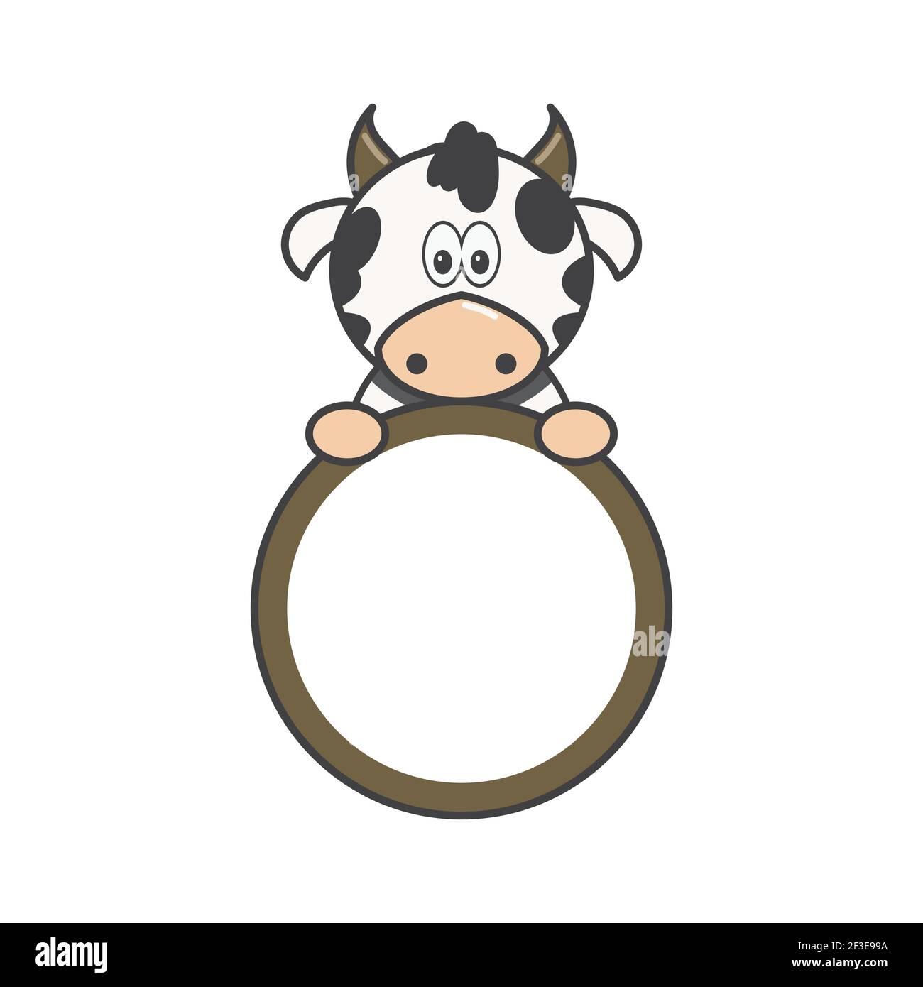 Vacca divertente con etichetta vuota Illustrazione Vettoriale