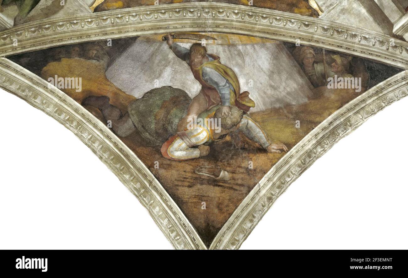 Davide e Golia (soffitto della Cappella Sistina in Vaticano), 1508-1512.  Trovato nella collezione della Cappella Sistina, Vaticano Foto stock - Alamy