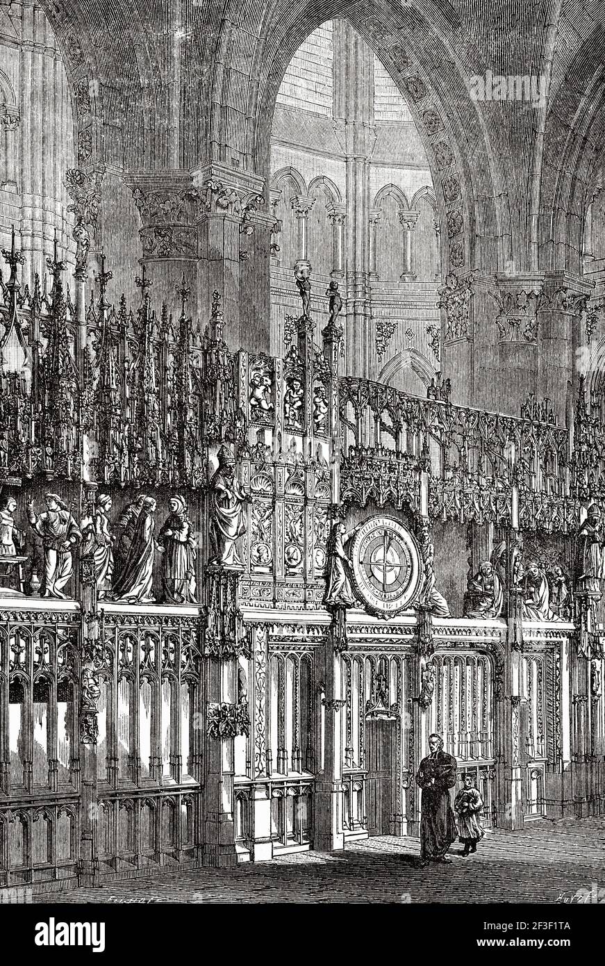 Coro nostra signora di chartres 15 ° secolo. Cattedrale di Notre-Dame. Chartres. Centro, Francia. Vecchio 19 ° secolo inciso illustrazione da Gesù Cristo di Veuillot 1890 Foto Stock