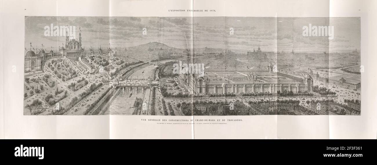 Vista panoramica dell'esposizione Universelle del 1878 a Parigi, 1878. Collezione privata. Foto Stock