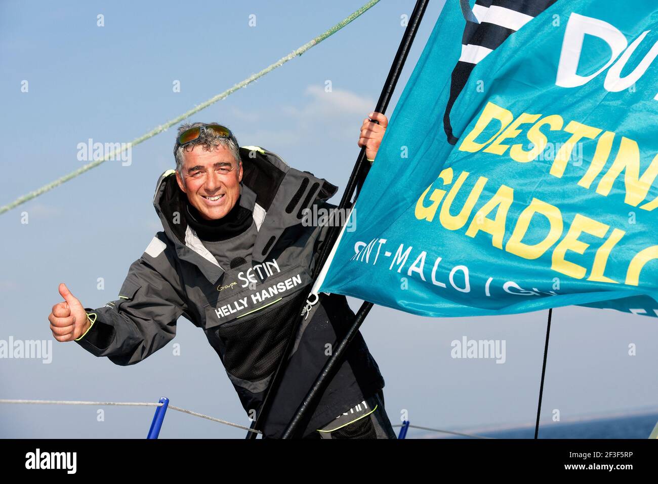 Manuel Cousin ( Groupe SetIn ), Imoca, durante la preparazione della Route du Rhum 2018 l'8 ottobre 2018 in Francia - Foto Francois van Malleghem / DPPI Foto Stock