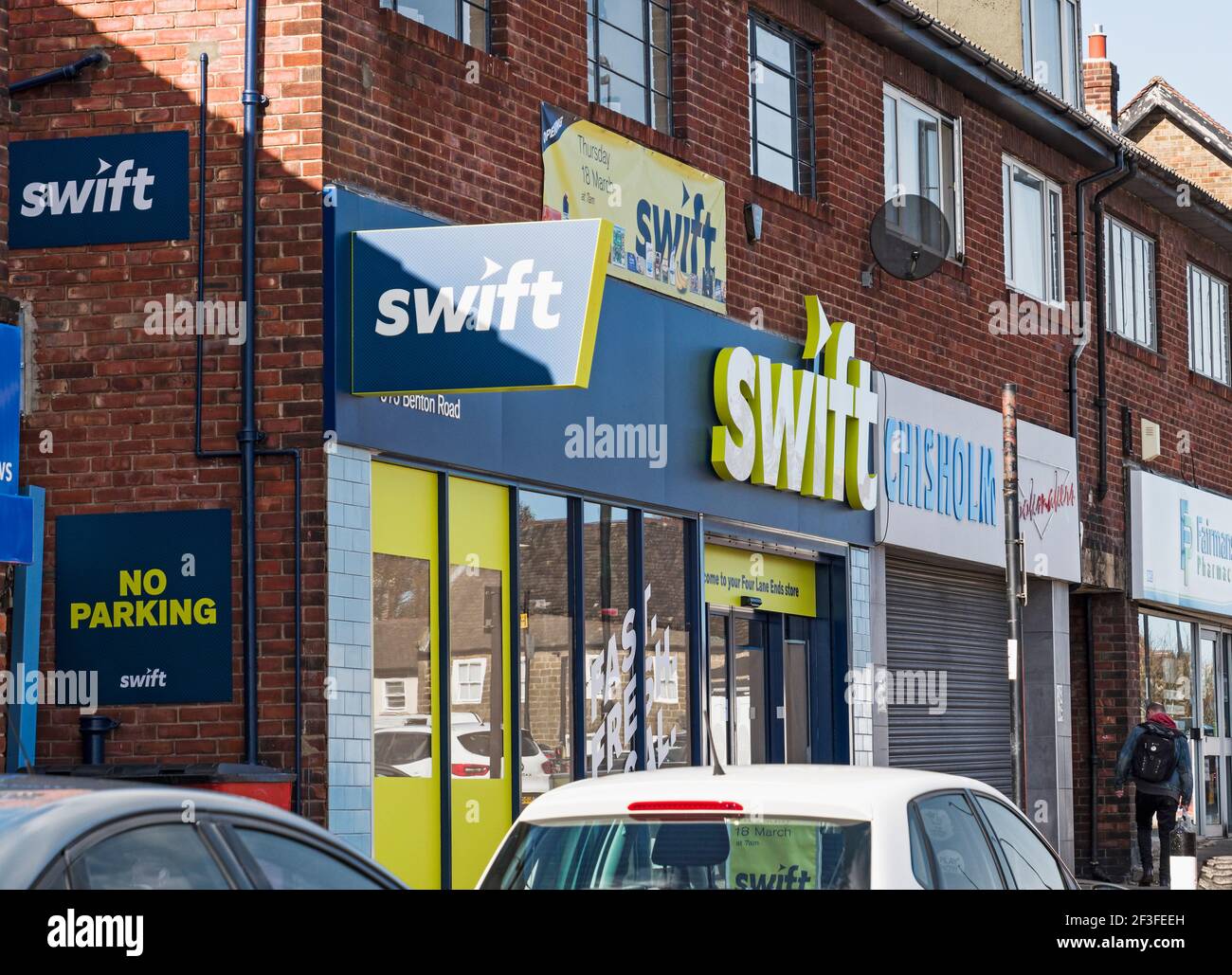 Benton, Newcastle upon Tyne, Regno Unito, 18 marzo 2021. Rivenditore di alimenti surgelati Islanda per iniziare l'apertura di nuovi minimarket che vendono alimenti freschi con il marchio Swift. 16 Marzo 2021 Gallia NE News/ Alamy News Foto Stock