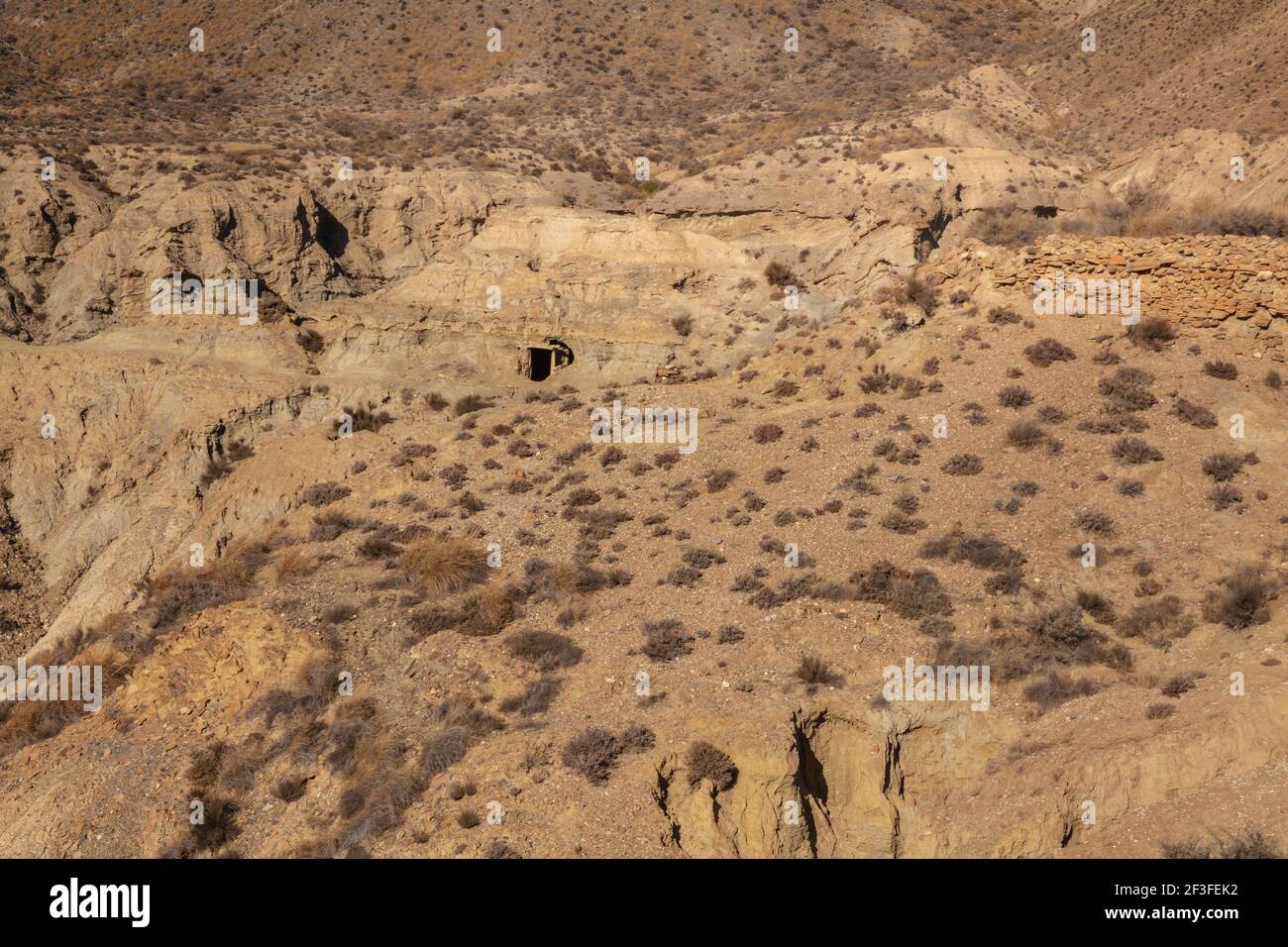 Tabernas deserto colline Paesaggio in Almeria Spagna natura Avventura Viaggi Europa Foto Stock