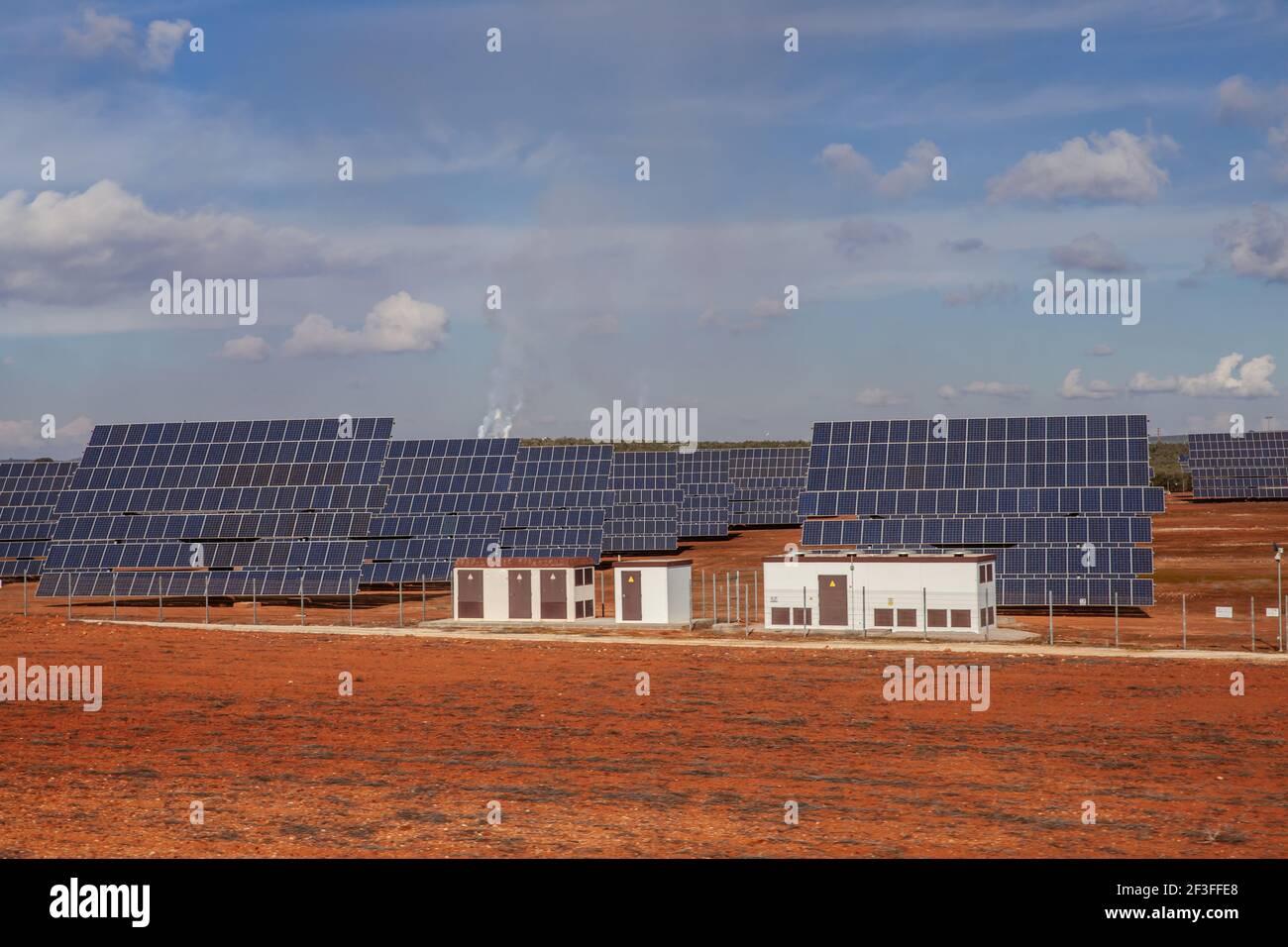 Fotovoltaico Paesaggio in Andalusia energia solare industria Foto Stock