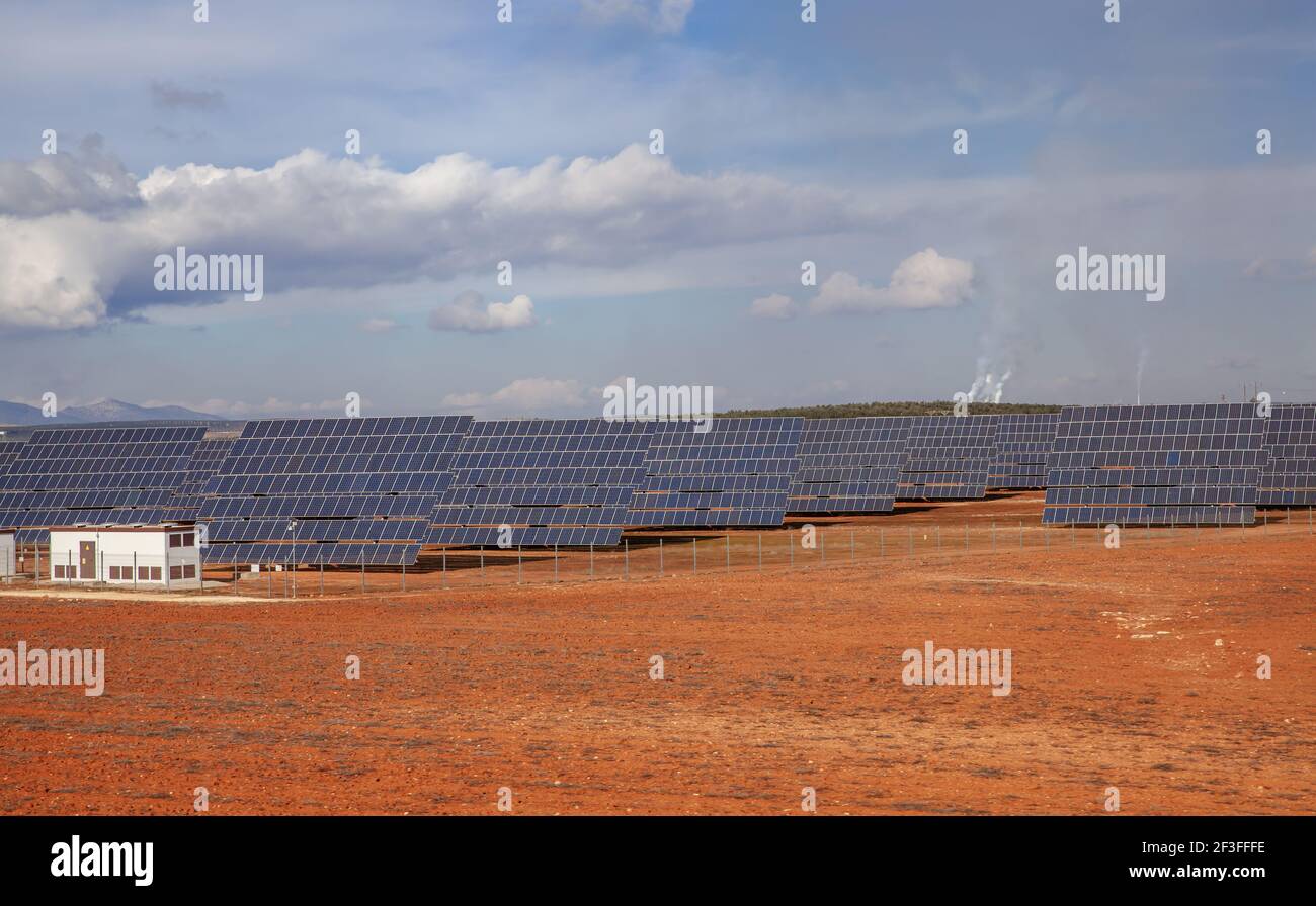 Fotovoltaico Paesaggio in Andalusia energia solare industria Foto Stock