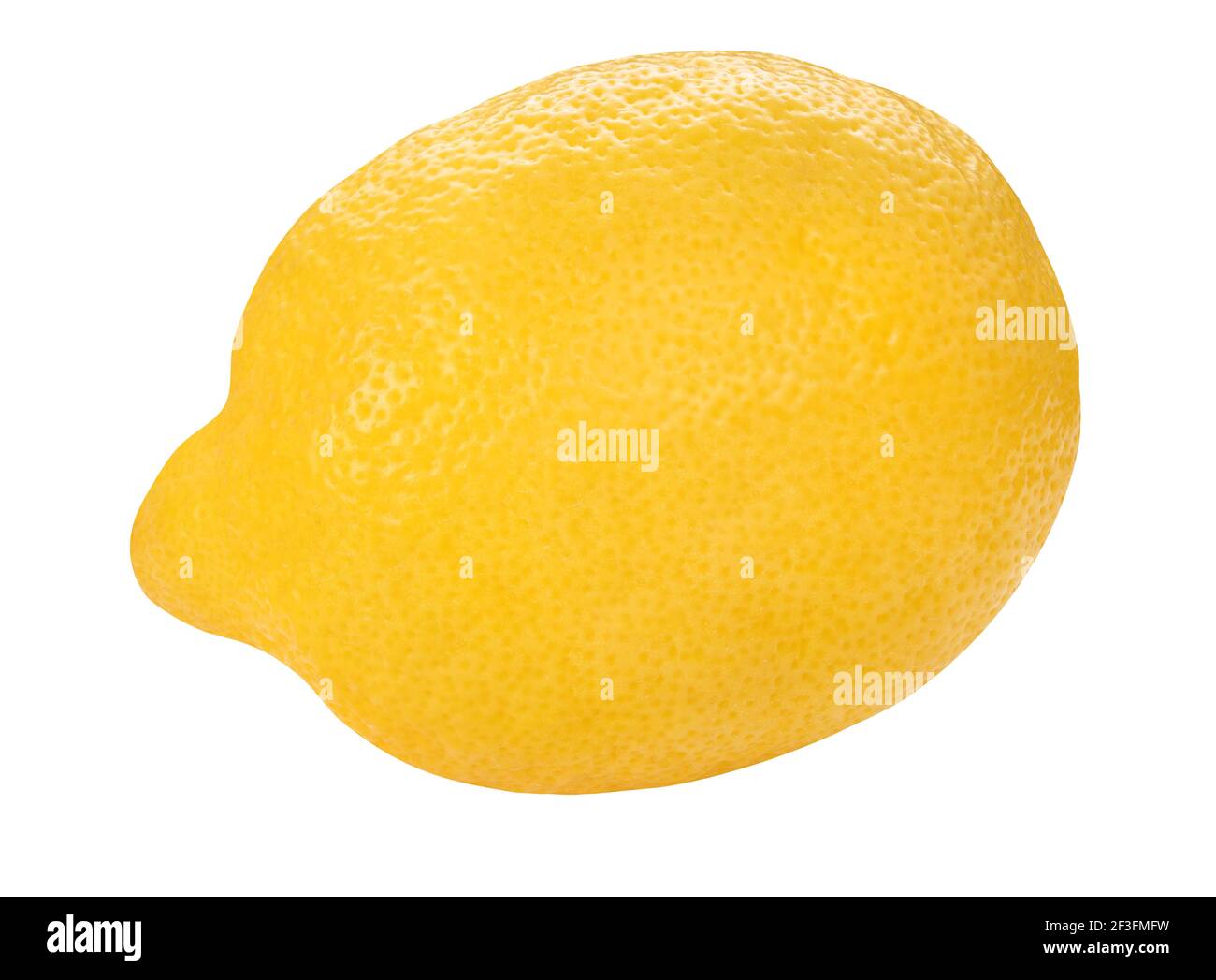 Giallo limone closeup isolato su sfondo bianco. Vista frontale del limone completamente fresco. Cibo di frutta sano di fondo. Foto Stock