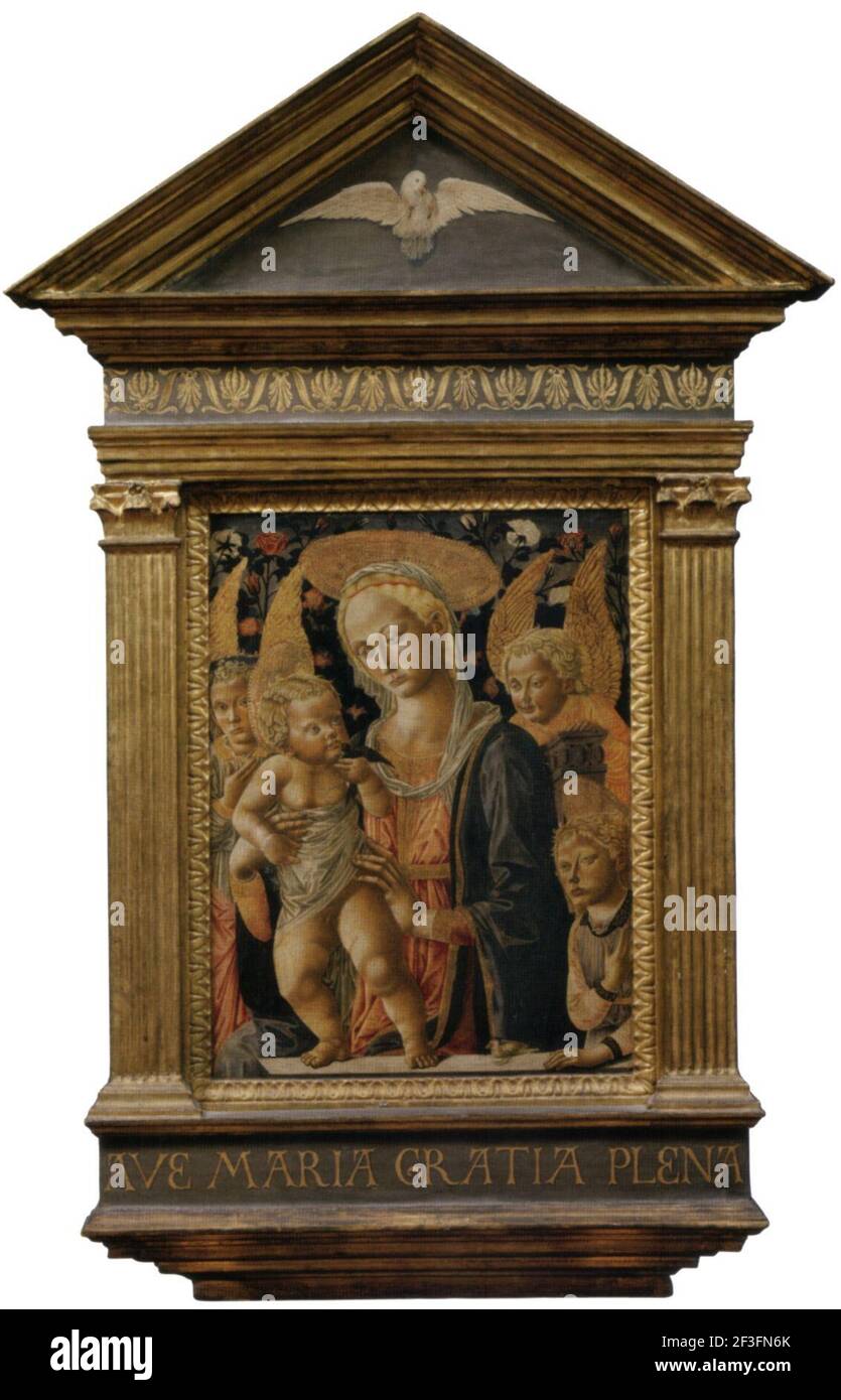 Pseudo-molo francesco fiorentino, madonna col bambino, san giovannino e due angeli, 1460-1480 circa, uffizi 01. Foto Stock