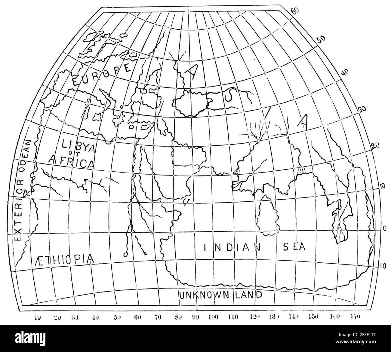 Tolomeo mappa del mondo. Foto Stock