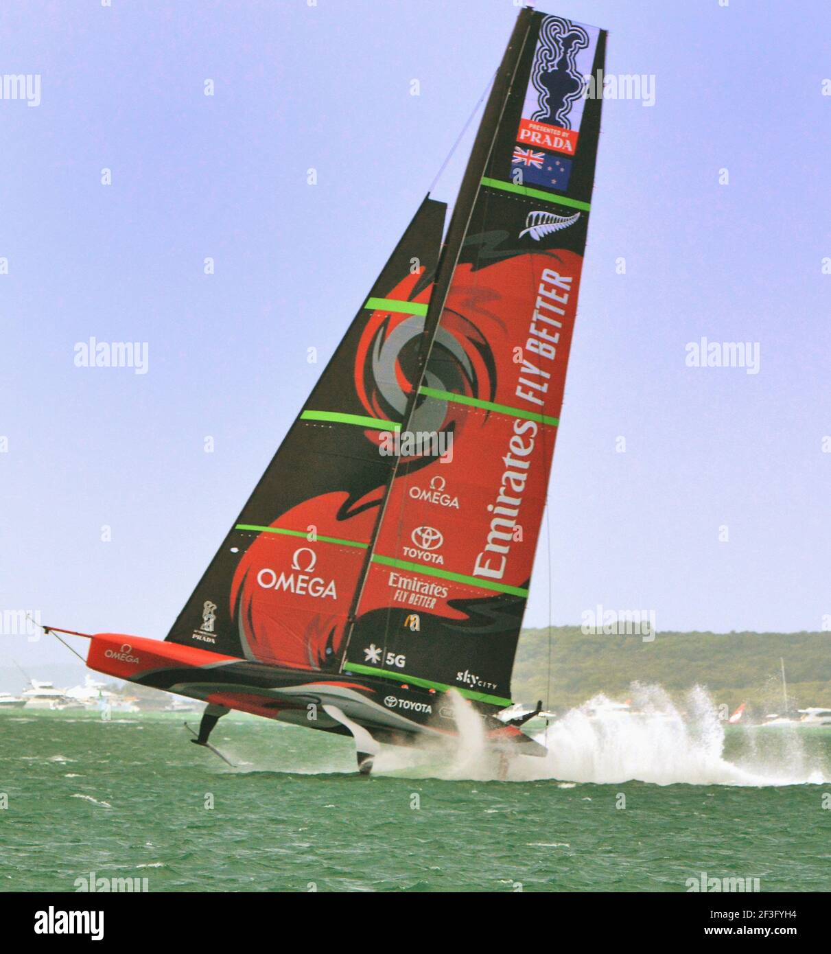 Emirates Team Nuova Zelanda North Head Auckland Americas Cup Prada Coppa prendere aria Foto Stock