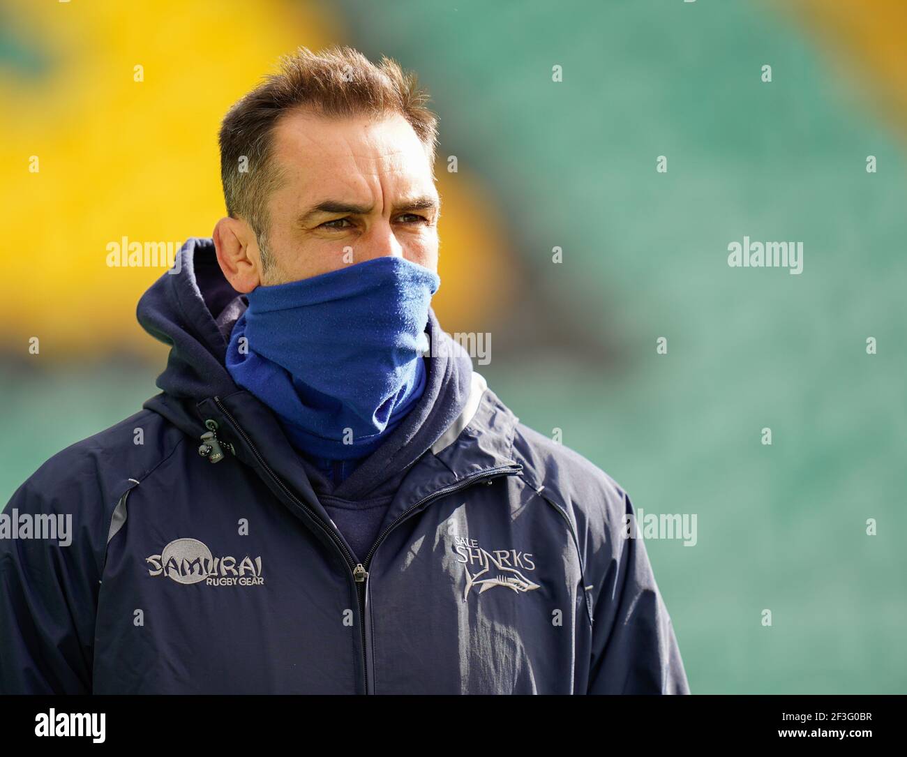 Sale Sharks Director di Rugby Alex Sanderson durante una partita di rugby Union del Gallagher Premiership Round 13, sabato 13 marzo 2021, a Northampton, Unisci Foto Stock