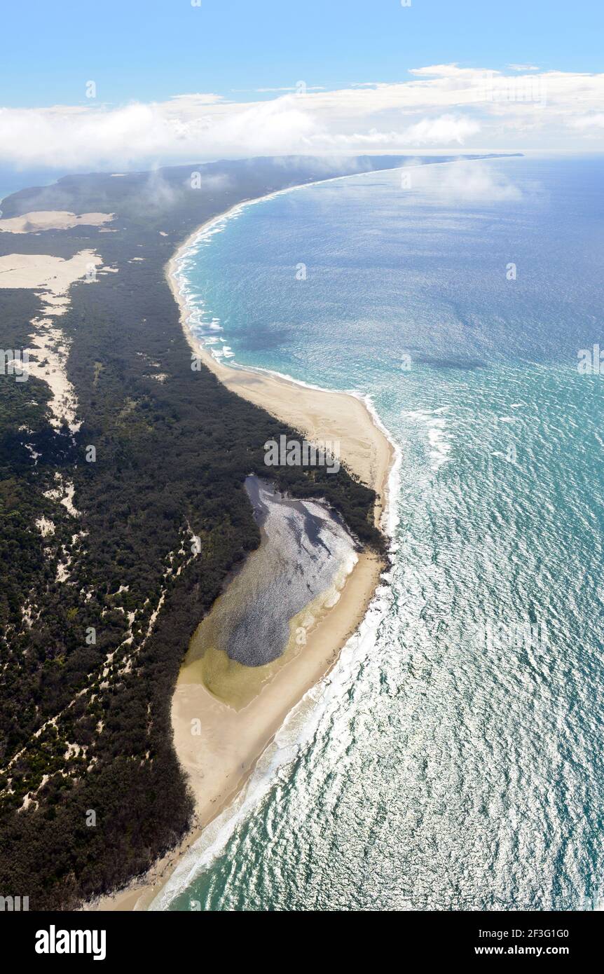 Veduta aerea dell'isola di North Stradbroke, Queensland, Australia. Foto Stock