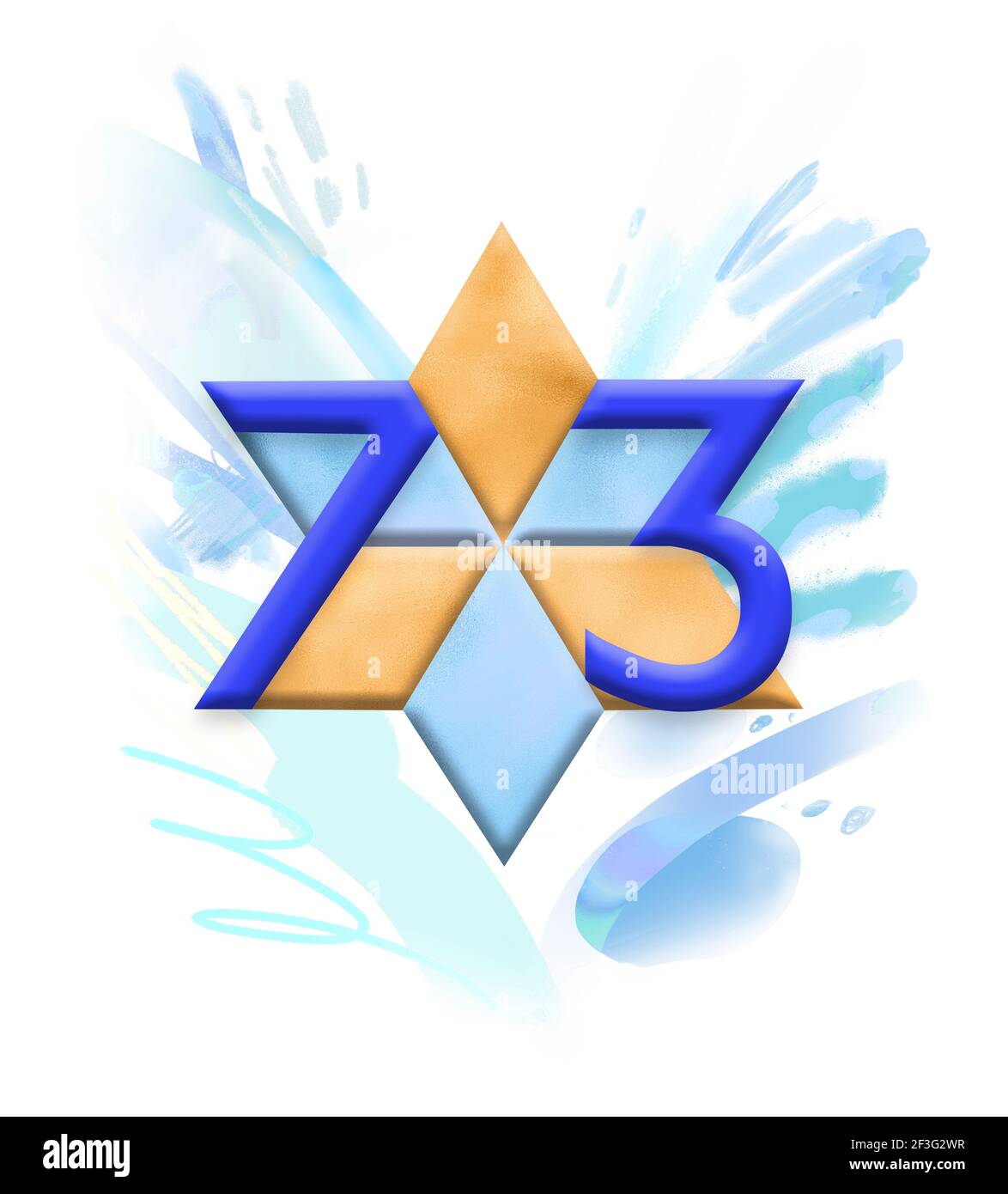 Israele 73rd Independence Day Anniversary Celebration, con Star of David e colorati spruzzi di pennello. Foto Stock