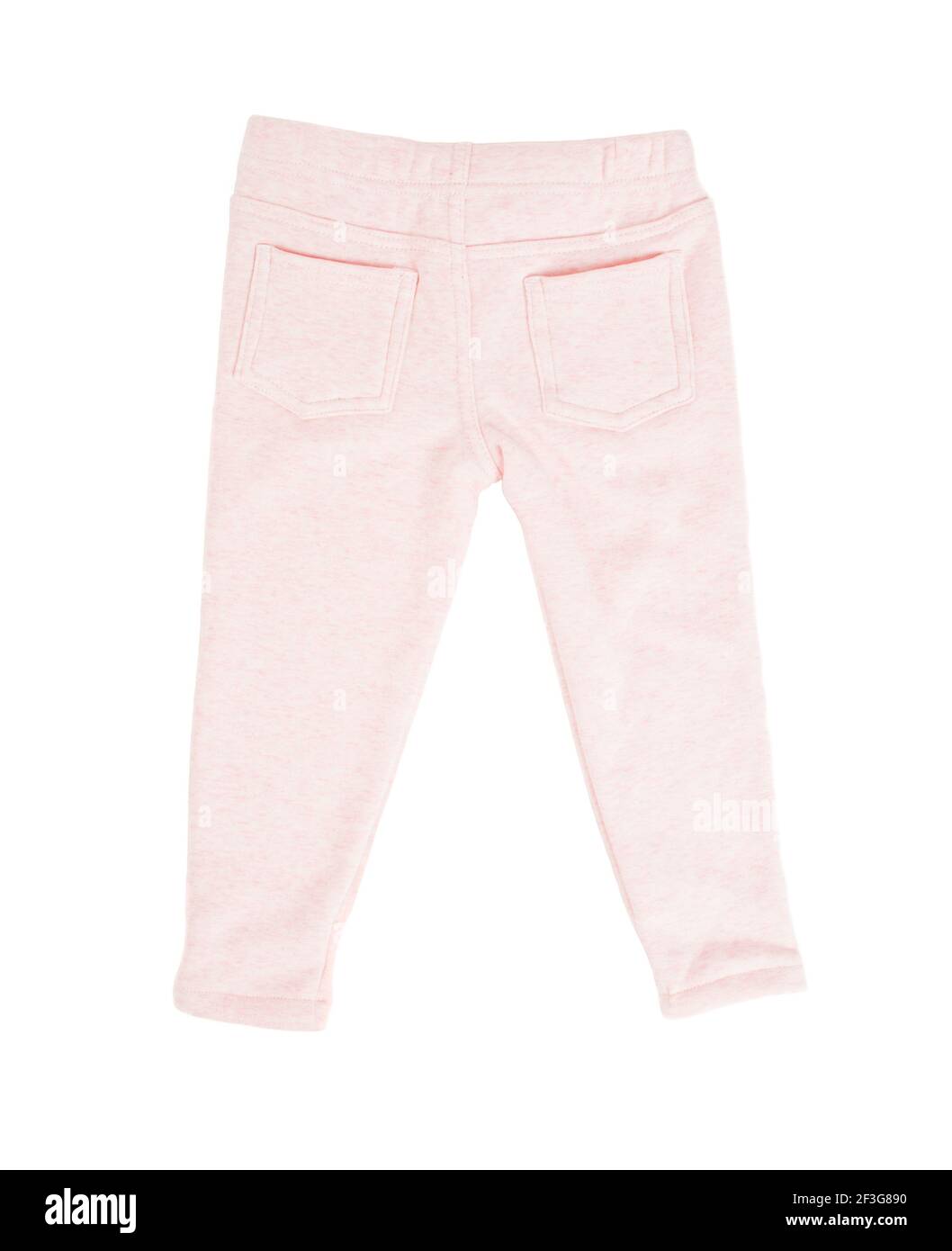 Pantaloni sportivi in cotone rosa per bambini. Isolato su sfondo bianco. Foto Stock