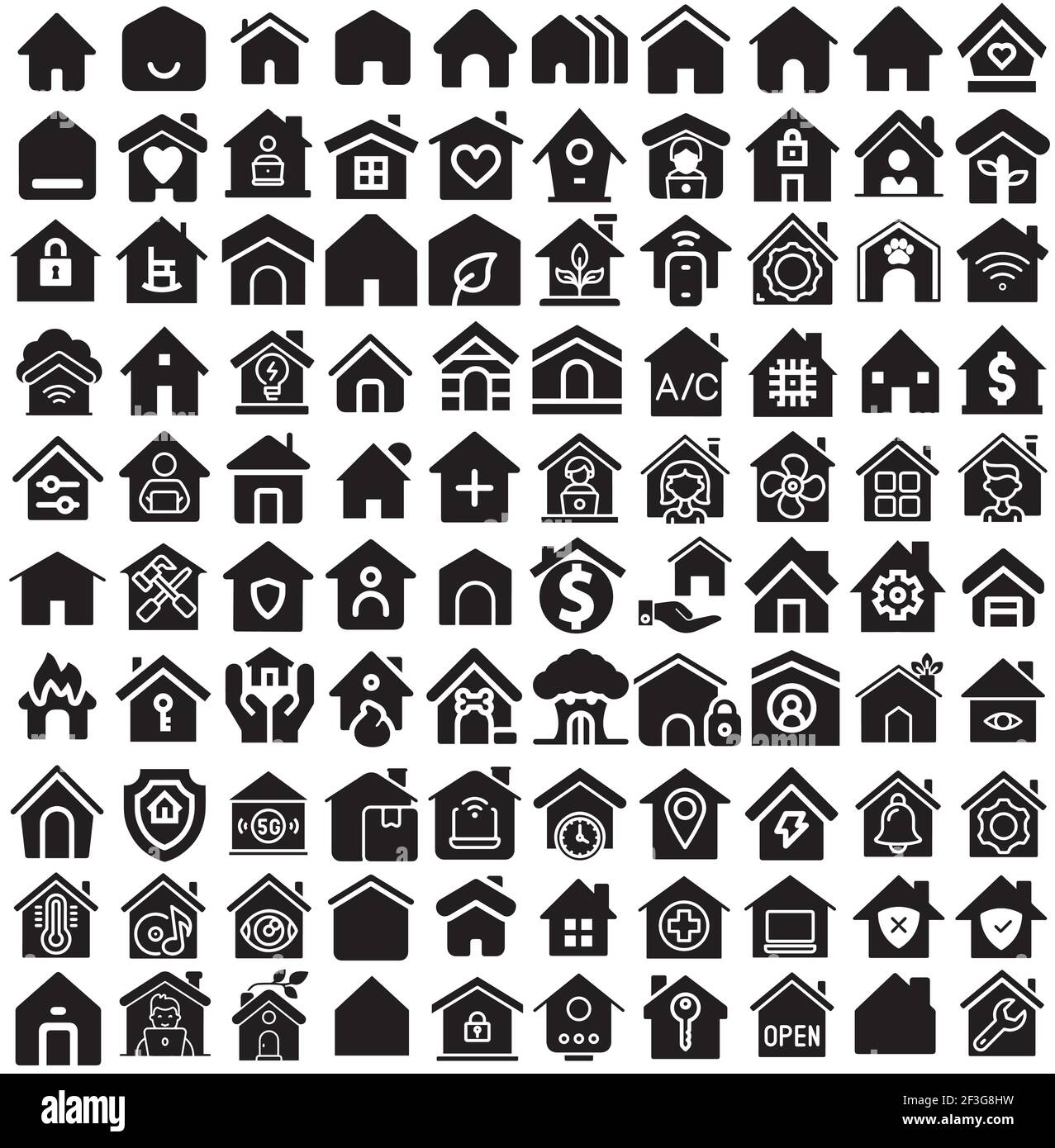 Collezione icone Home.Set di icone Home. Pacchetto di icone per la casa. Pulsanti per applicazioni mobili e siti Web Illustrazione Vettoriale