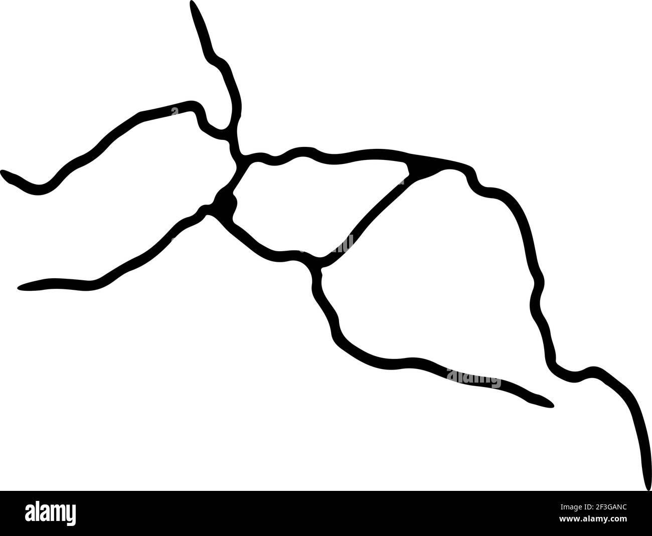 Crepa Kintsugi. Sisma e crepe di terra, effetto di buco, scricciatura e tessitura danneggiata. Le illustrazioni vettoriali possono essere utilizzate per le decorazioni kintsugi Illustrazione Vettoriale
