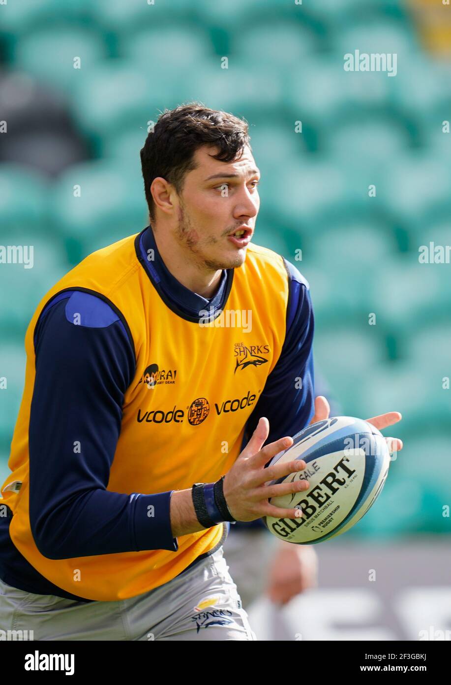 Vendita Sharks JP Du Preez si riscalda prima di una Gallagher Premiership Round 13 Rugby Union match, sabato 13 marzo 2021, a Northampton, Regno Unito. ( Foto Stock